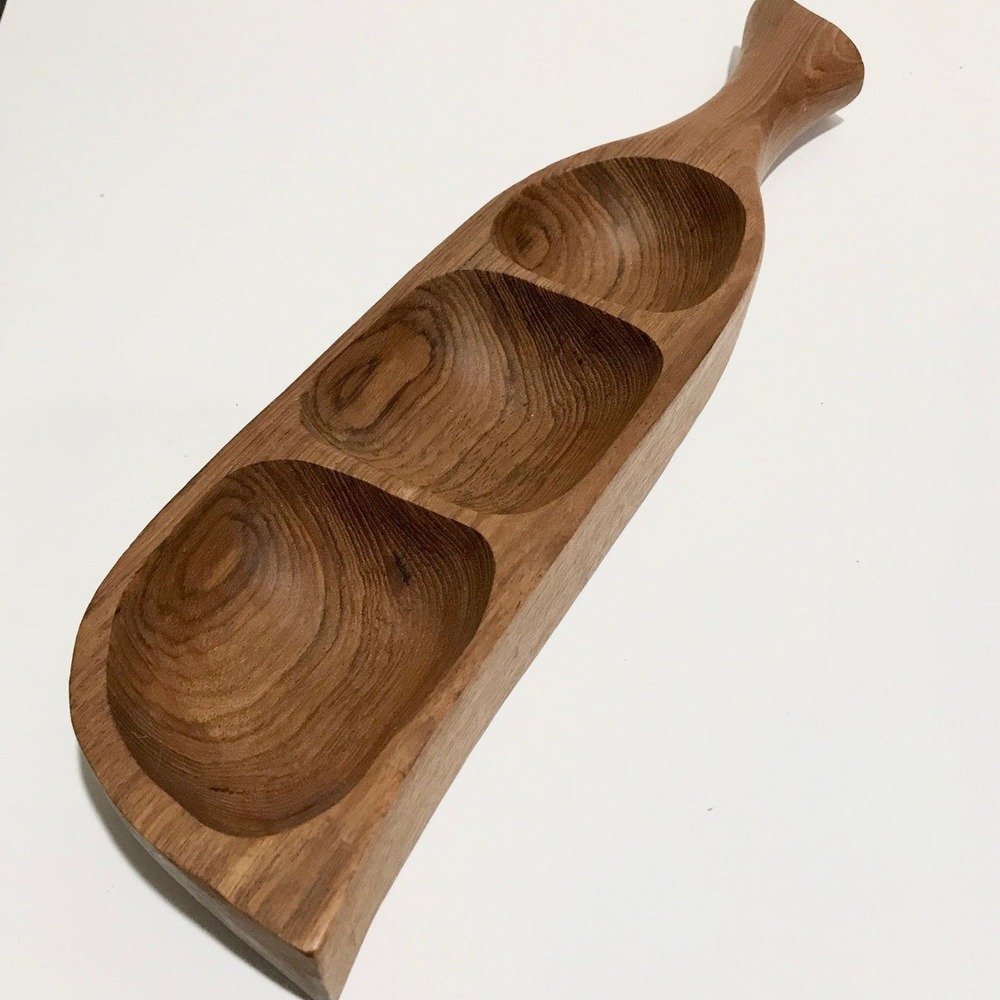 Vintage MCM Teak Leaf Serving Tray